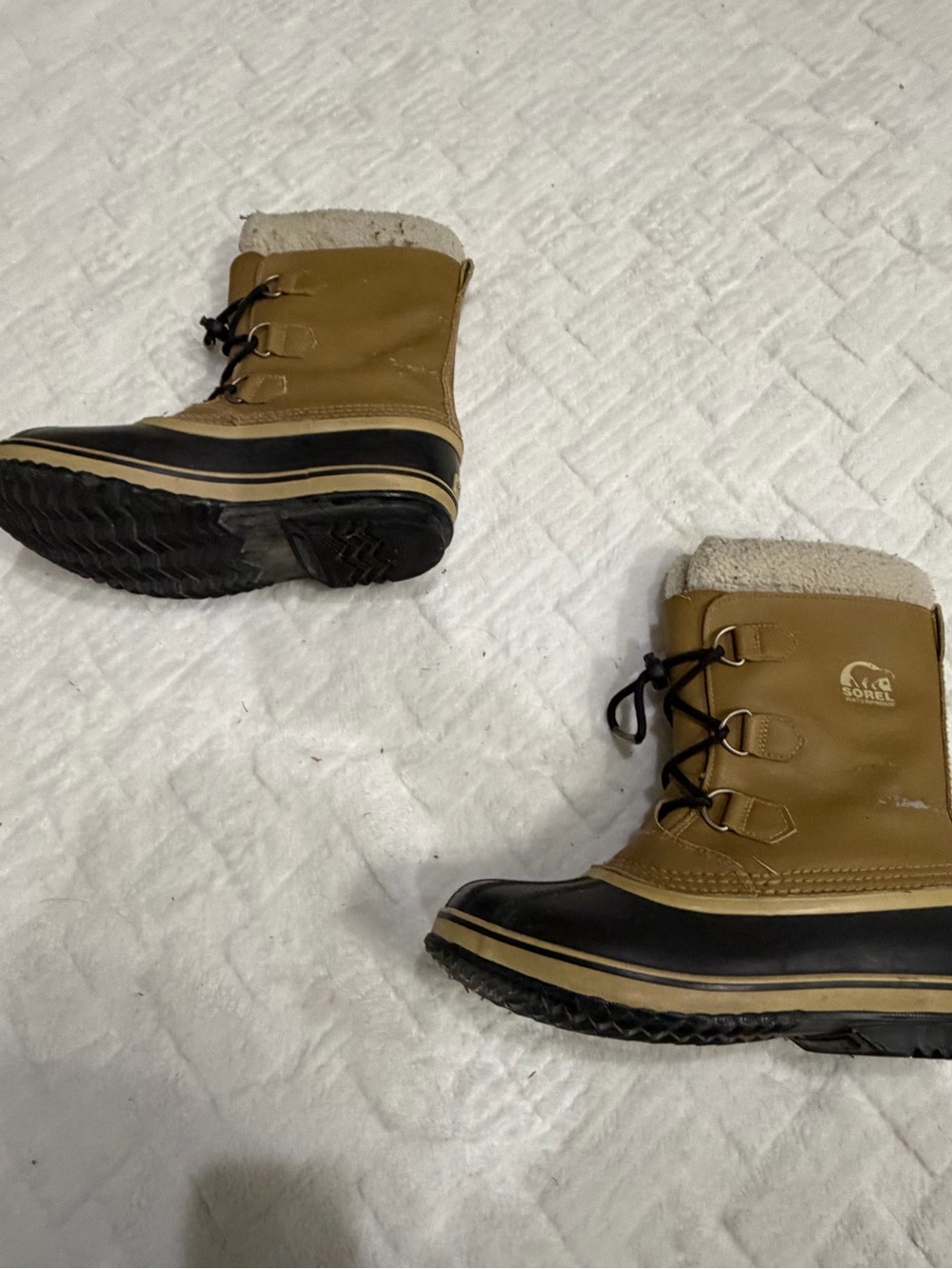 Sorel Kids Cream Faux-Fur Lined Winter Boots